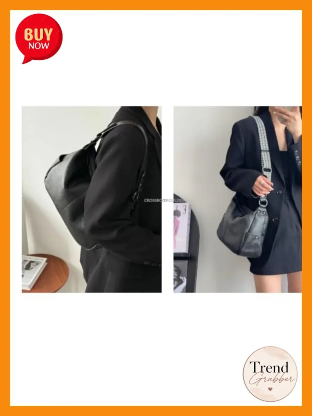 Genuine Leather Hobo Bag Crossbody Handbag 3 Straps Women Shoulder Purse